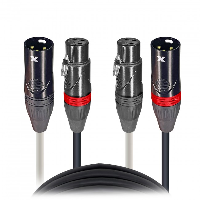 75' Ft High Performance Dual XLR-M to Dual XLR-F Audio Cable