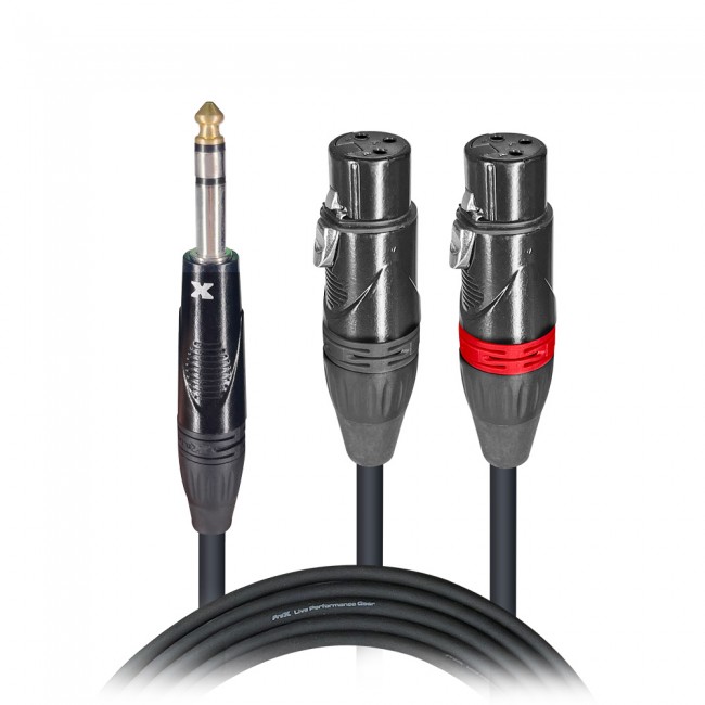 5 Ft. High Performance Y Cable 1/4 TRS-M Stereo to Dual XLR-F