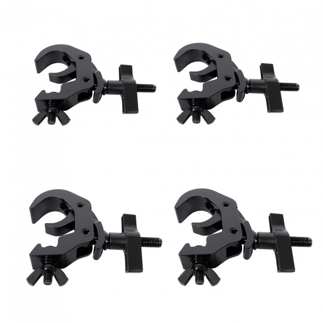 Set of 4 Aluminum Self-Locking M10 Clamp with Big Wing Knob for 2 Truss Tube Capacity 330 lbs. Black Finish