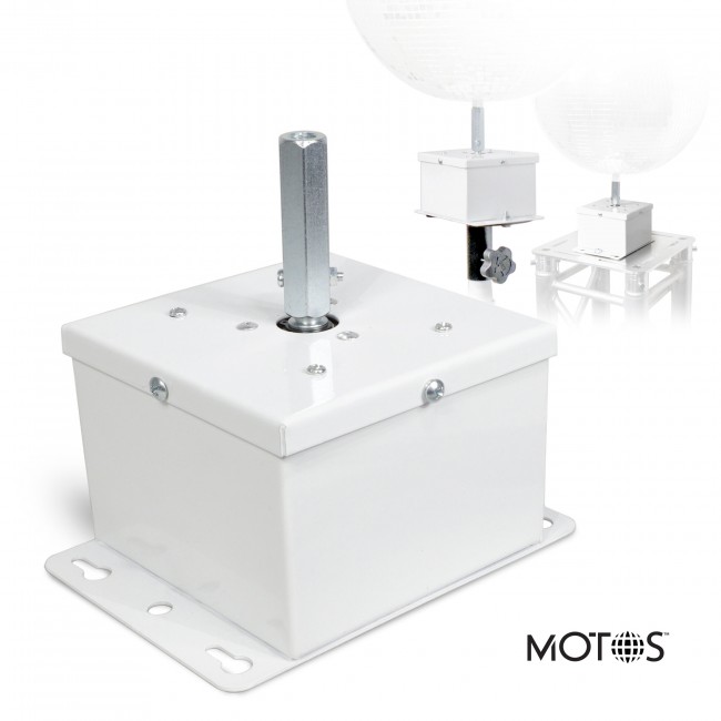 MOTOS Universal Upright Mirror Ball Oscillating 1RPM Motor – Mounts up to 30 Mirror Balls White Finish