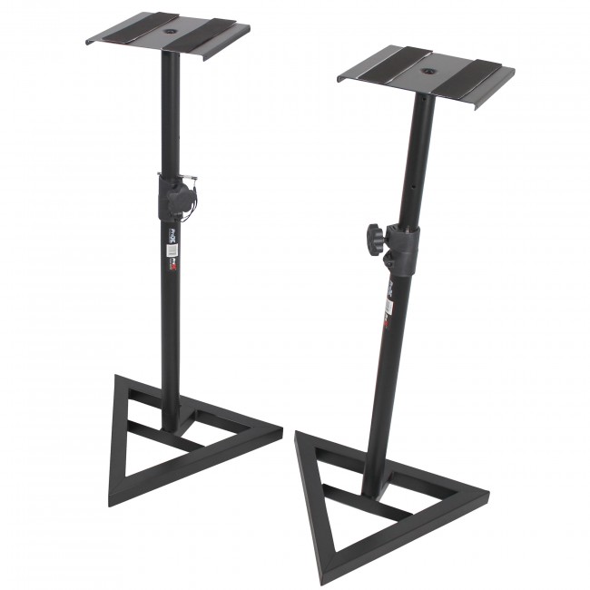 Pair of Studio Monitor Stands Speaker Platform Telescoping Height Adjustment W-Rubberized Platform and Wide Base