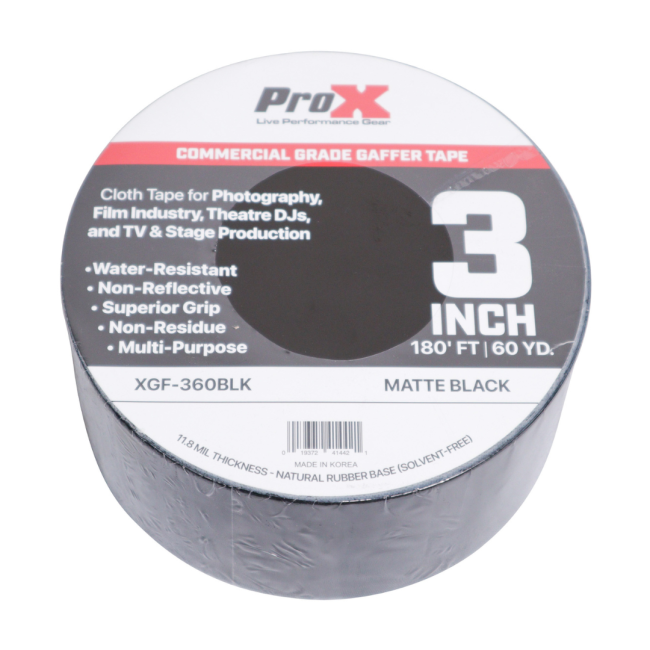 3 Inch 180FT 60YD Matte Black Commercial Grade Gaffer Tape Pros Choice Non-Residue