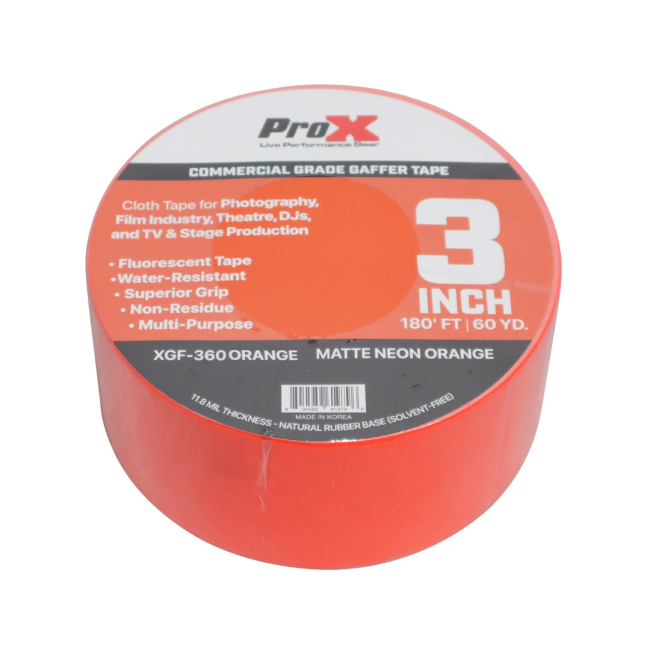 3 Inch 180FT 60YD Fluorescent Orange Commercial Grade Gaffer Tape AV Pros Choice Non-Residue
